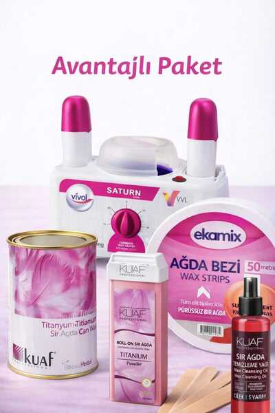 Kuaf Konserve Sir Ağda Titanyum Pudralı 800 Ml+Saturn 2+1 Makina+Titanyum Rol...
