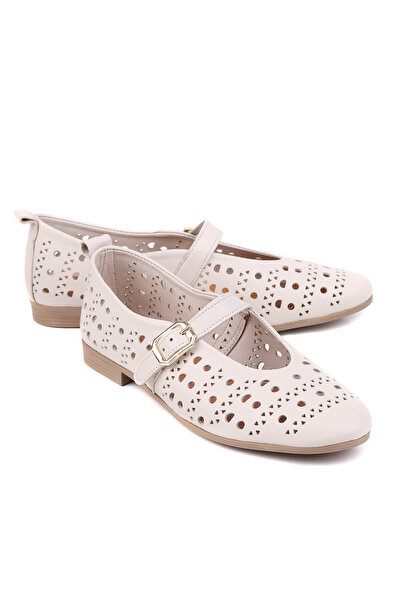 stato Ceyra Genuine Leather Laser Cut Strappy Women's Ballet Flats