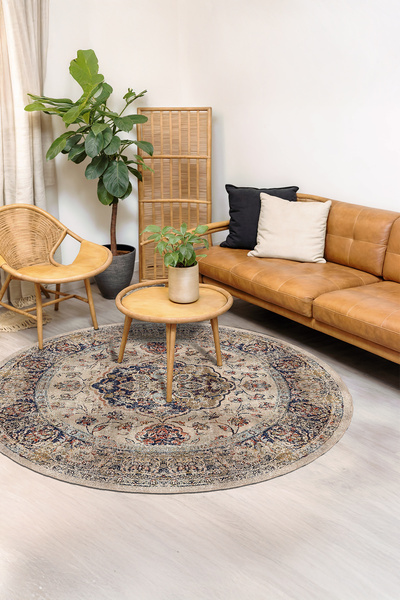 BigArts Home Lacivert Kiremit Klasik Desenli Şönil Kaymaz Taban Salon Mutfak ...