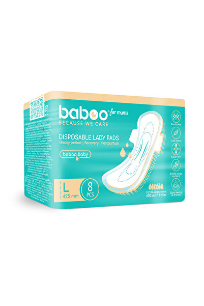 Baboo Disposable Postnatal Pads - 8 Pieces, Size L 425 mm