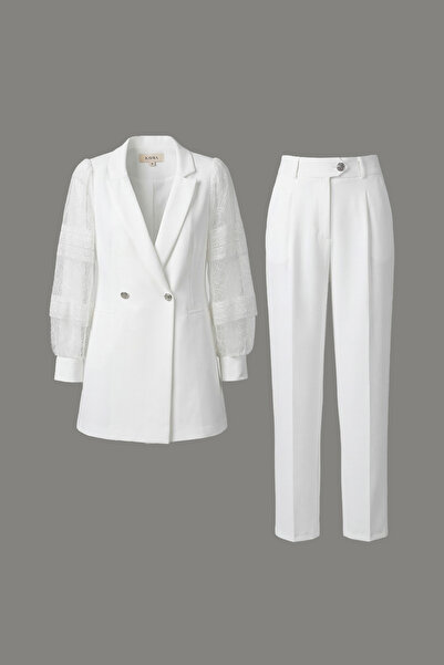 Kayra Women's Jacket and Pants Set - Ecru