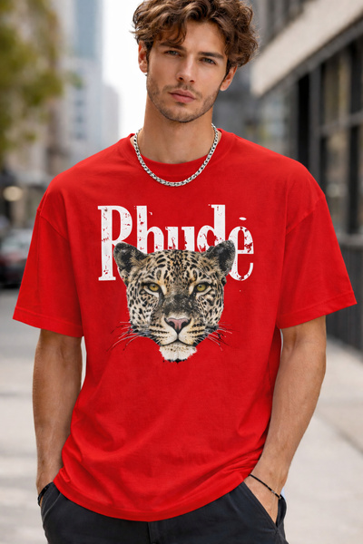 ArtYus Rhude Leopard Print Unisex Oversized T-Shirt – Pack of Cotton Crew Nec...