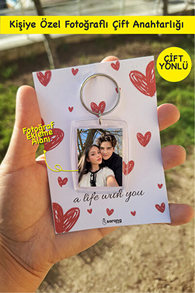 SARANG إطار شفاف سلسلة مفاتيح - هدية خاصة للأزواج مع بطاقة خاصة سلسلة مفاتيح