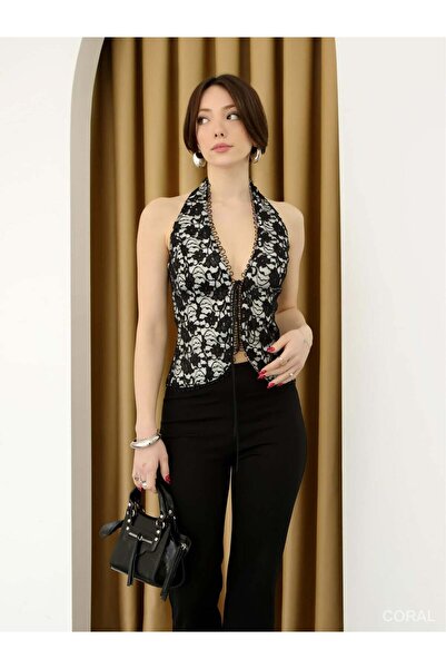 Coral 20290 Neck Strap Blouse Set of Lace White