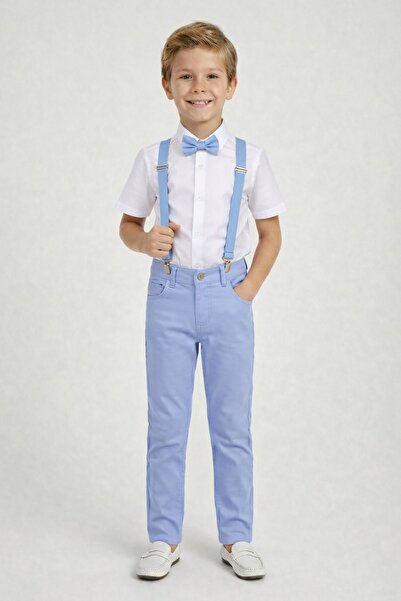 nacar çarşı Erkek Çocuk Beyaz Kısa Kollu Gömlek Bebe Mavi Pantolon Bebe Mavi ...