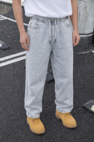 DAMGA JEANS Men's Cotton Pack High Waist Loose Gray Jeans