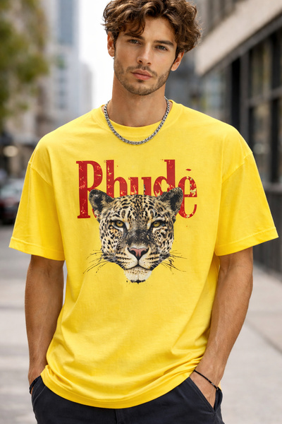 ArtYus Rhude Leopard Print Unisex Oversized T-Shirt – Pack of Cotton Crew Nec...