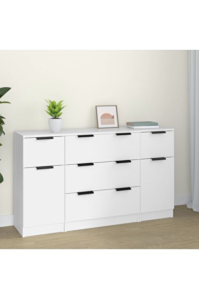 Concept Σετ μπουφέδων, 3 τεμάχια, λευκό, σύνθετο ξύλο