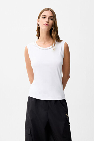 adL Taş Detaylı Kolsuz Bluz