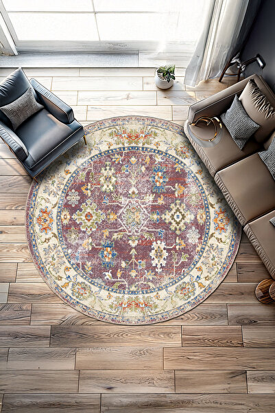 BigArts Home Eskitme Vintage Desen Dijital Baskı Kaymaz Taban Yıkanabilir Sal...