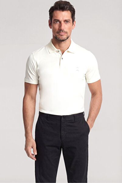 PAUL&SHARK Men's Regular Fit 100% Cotton Logo Detailed Short Sleeve White Pol...