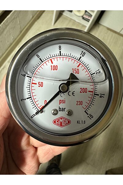 0-16 Bar Çap Ø52 Mm Arkadan Bağlantılı Gliserinli Manometre