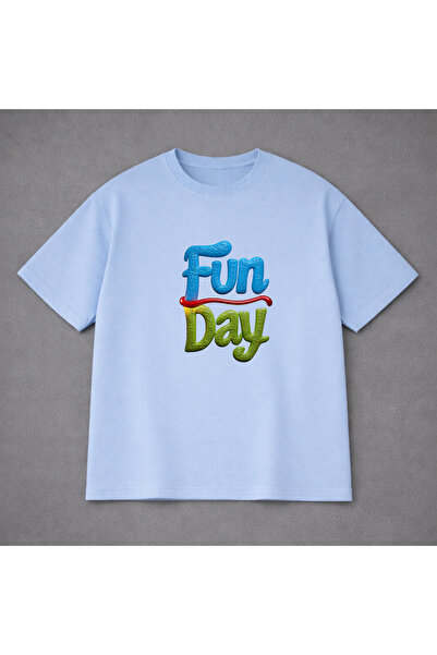VODEXA Μπλουζάκι Unisex Oversize FUN DAY με στάμπα, 100% βαμβακερό, άνετη εφα...