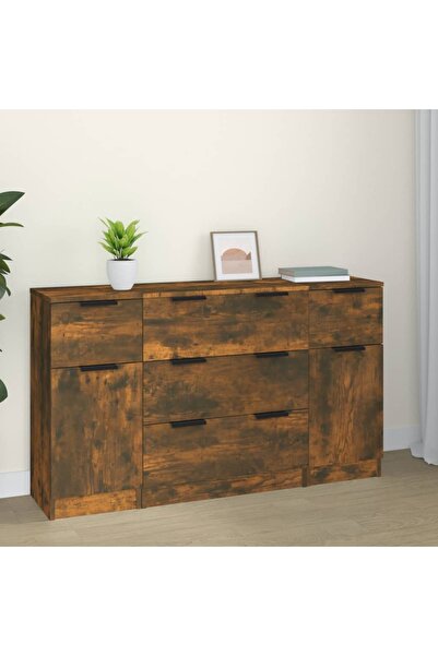 Concept Set servante, 3 piese, stejar fumuriu, lemn prelucrat