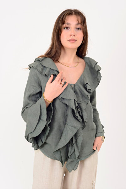 Park Moda 12186 COSTELLO ΜΠΛΟΥΖΑ ΜΕ ΒΟΛΑΝΑΚΙΑ ΛΕΠΤΟΜΕΡΕΙΕΣ Λινό