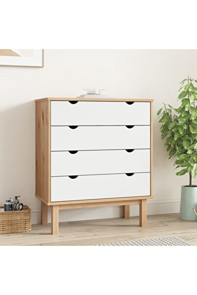 Concept Comodă cu sertar, maro și gri, 76,5x39,5x90 cm, lemn masiv pin