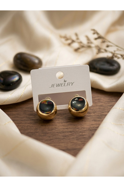 Elmosia Jewelry أقراط جولد بومبيلي مرصّع بالأحجار أقراط نسائية من الفولاذ بتص...