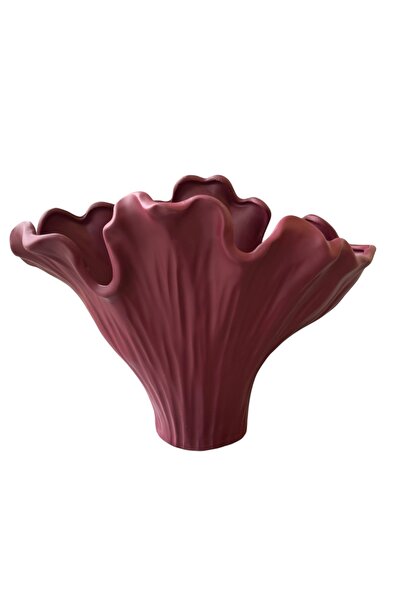 Mioletti Ginkgo Yaprak Bordo Vazo Obje