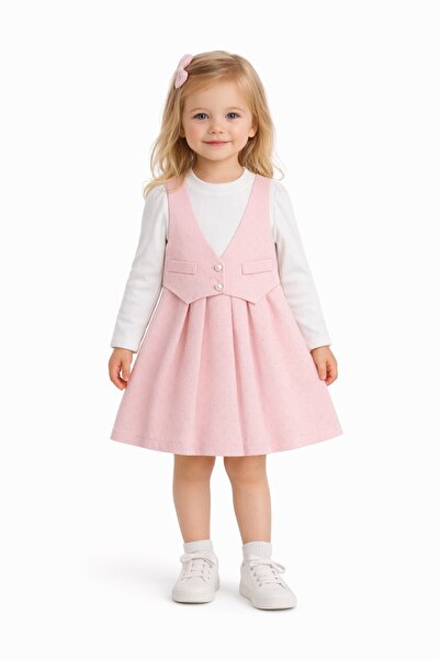 SETTY KOOP Set rochie cu buline vestă cu buline pentru fete – vestă cu nastur...
