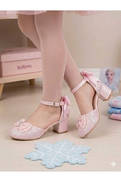 PATİK BEBE Pantofi de seară eleganți, roz, cu fundiță, cu toc mic și conforta...