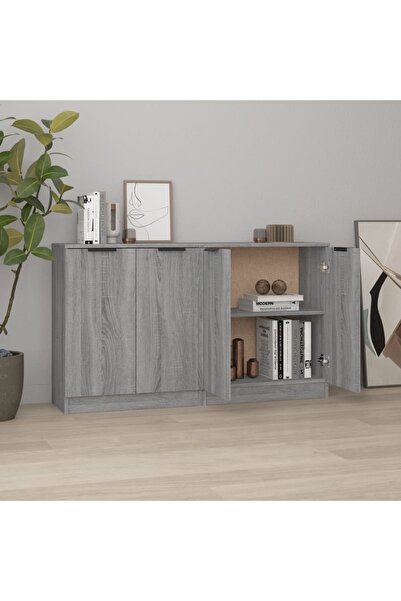 Concept Servante, 2 buc., gri sonoma, 60x30x70 cm, lemn prelucrat