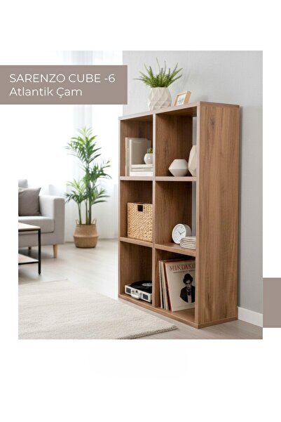 Sarenzo Cube Atlantik Çam 6 Bölmeli Çok Amaçlı Kitaplık