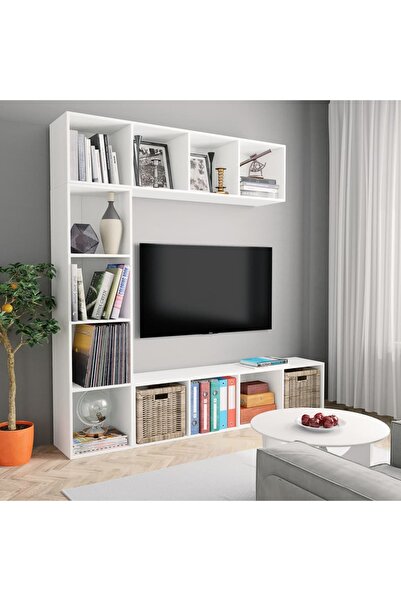 Concept Σετ βιβλιοθήκης/ντουλαπιού τηλεόρασης, 3 τεμάχια, λευκό, 180 x 30 x 1...