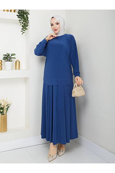 MODAMÜNASİP Oval Cut Tunic Comfortable Sandy Skirt Set