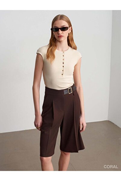 Coral Buttoned Short Sleeve Badi 31887 Stone