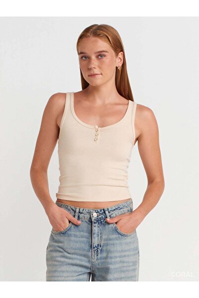 Coral Buttoned Strap Badi 21158 Stone