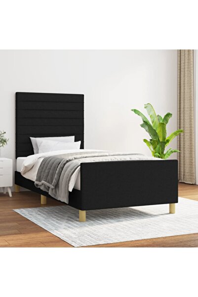 Concept Cadru de pat cu tăblie, negru, 100x200 cm, textil