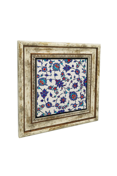 Sadrazam Ottoman Iznik Tile Pattern (Rüstem Pasha Mosque) B Printed Natural S...