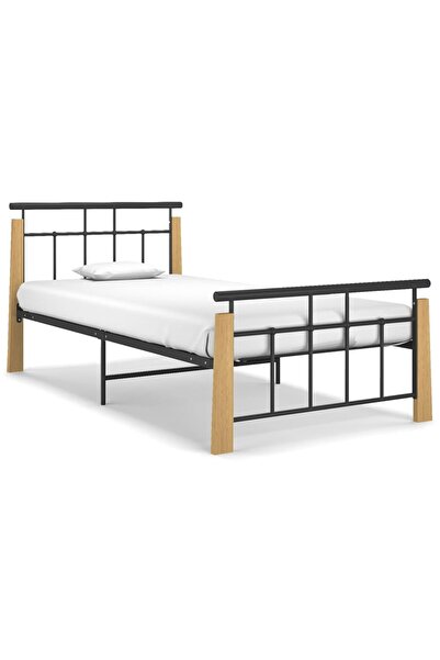 Concept Σκελετός κρεβατιού, 90x200 cm, μέταλλο και μασίφ ξύλο δρυός