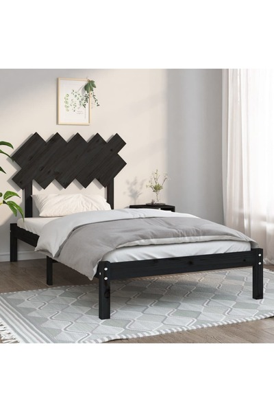 Concept Σκελετός κρεβατιού, μαύρο, 100x200 cm, μασίφ ξύλο