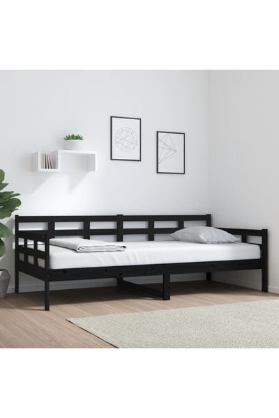Concept Κρεβάτι ημέρας, μαύρο, 90x200 εκ., μασίφ ξύλο πεύκου