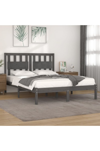 Concept Cadru de pat, gri, 200x200 cm, lemn masiv de pin