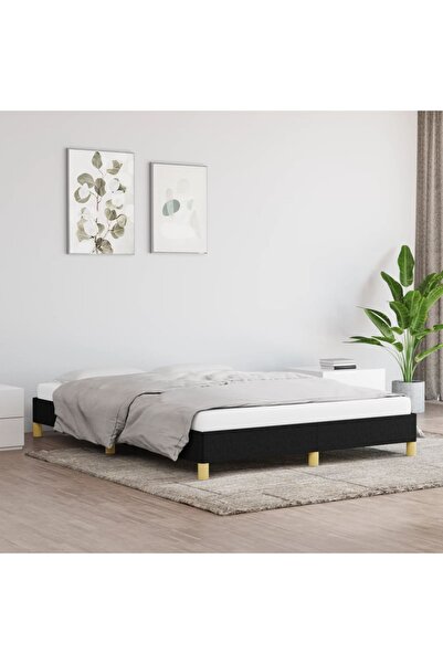 Concept Cadru de pat, negru, 140x200 cm, material textil