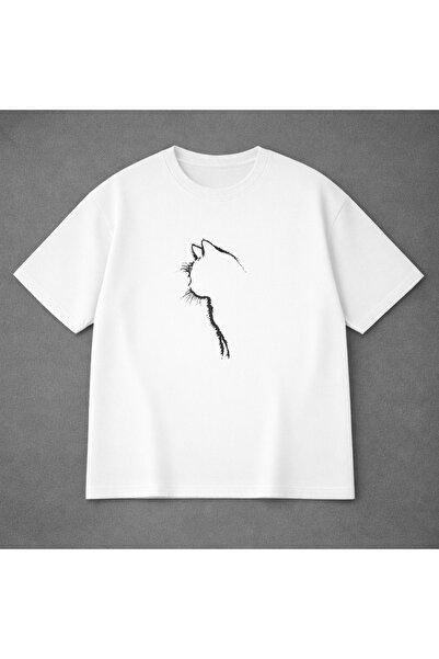 VODEXA Μπλουζάκι Unisex Oversize με στάμπα SHADOW CAT, 100% βαμβακερό, άνετη ...