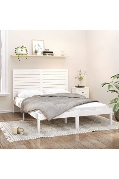 Concept Cadru de pat, alb, 120x200 cm, lemn masiv