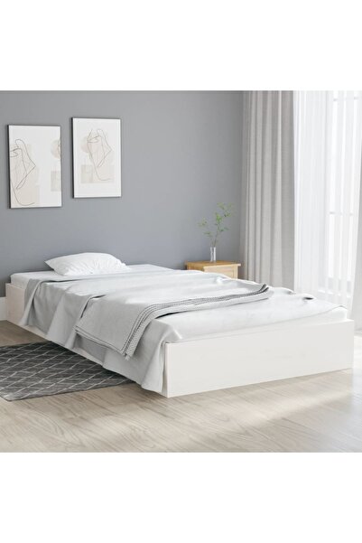 Concept Σκελετός κρεβατιού, λευκό, 100x200 εκ., μασίφ ξύλο