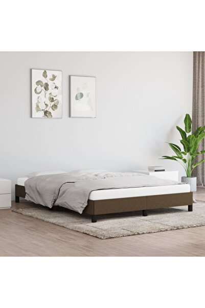 Concept Cadru de pat, maro închis, 140x190 cm, material textil