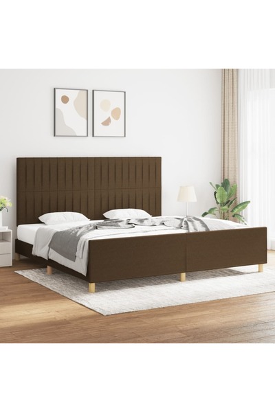 Concept Cadru de pat cu tăblie, maro închis, 200x200 cm, textil