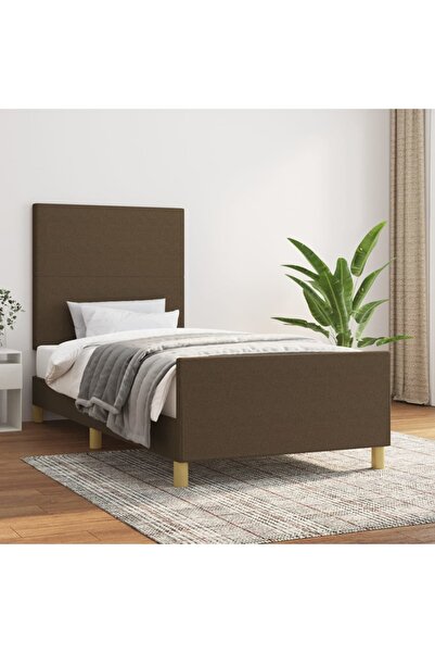 Concept Cadru de pat cu tăblie, maro închis, 90x190 cm, textil