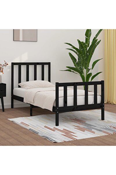 Concept Μικρό Μονό κρεβάτι 2FT6, μαύρο, 75x190 cm, μασίφ ξύλο