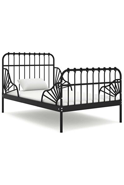 Concept Επεκτεινόμενο πλαίσιο κρεβατιού, μαύρο, 80x130/200 cm, μεταλλικό