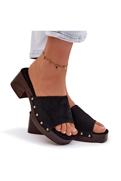 BOTO Women's Block Heel Sandals With Gold Buckles Black Davessa 36