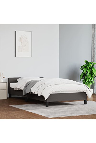 Concept Cadru de pat cu tăblie, gri, 90x190 cm, piele ecologică