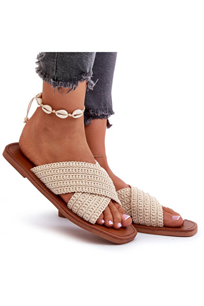 Big Star Shoes Sandale plate pentru femei Big Star NN274078 Bej 38