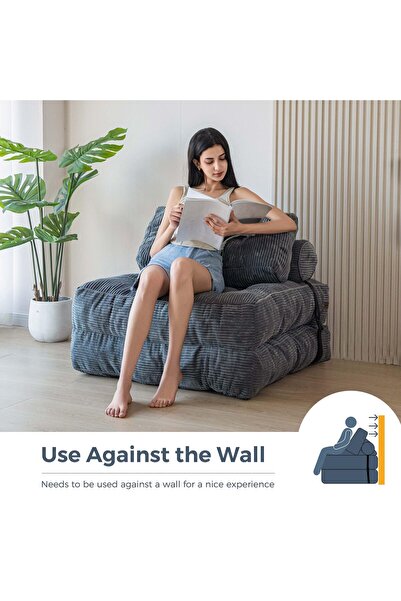 Sumkyle أريكة سرير قابلة للطي: كرسي قابل للتحويل إلى سرير مع وسادة ومرتبة قاب...