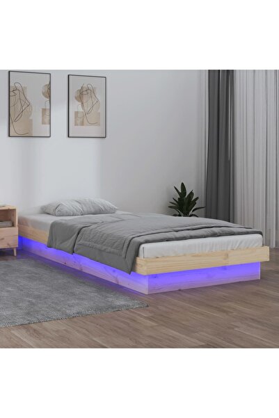 Concept Σκελετός κρεβατιού με LED, 90x200 cm, μασίφ ξύλο